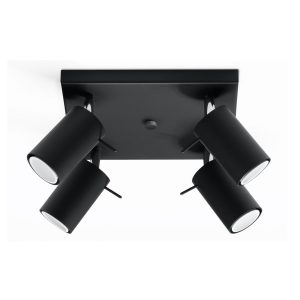 Plafón 4 luces negro orientable RING