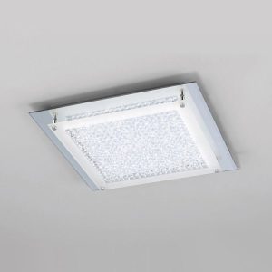 Plafón cuadrado cromo espejo grande CRYSTAL LED