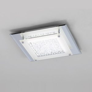 Plafón cuadrado cromo espejo pequeño CRYSTAL LED