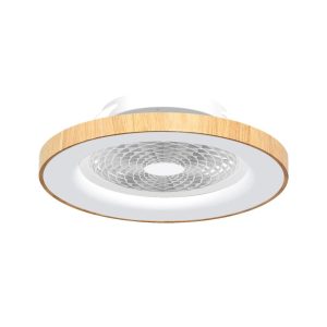 Plafón ventilador blanco madera smart Ø 65 cm TIBET