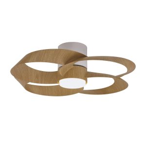 Ventilador blanco y simulación madera Ø 65 cm ROSE LED