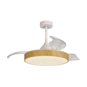 Ventilador plafón blanco y simulación madera Ø 106 cm ALASKA