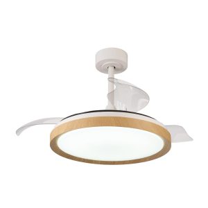 Ventilador plafón blanco y simulación madera Ø 106 cm MISTRAL