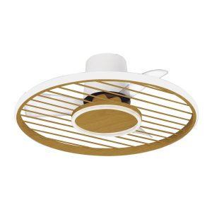 Ventilador plafón blanco y simulación madera Ø 65 cm SOHO LED