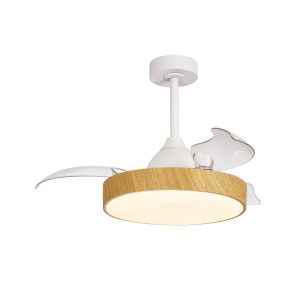 Ventilador blanco y simulación madera Ø 91 cm ALASKA MINI